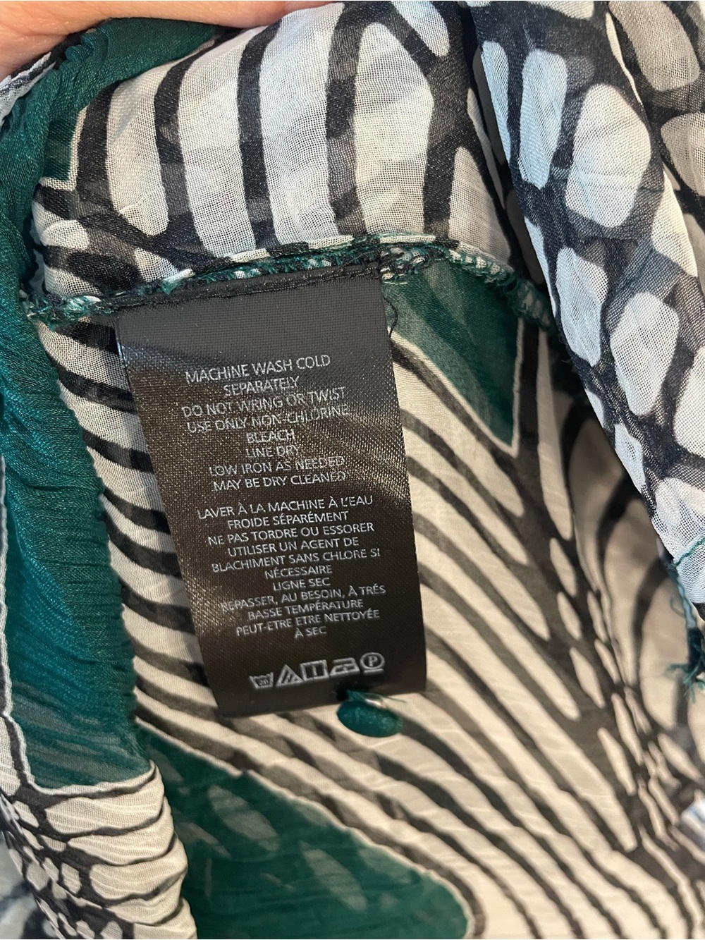 Anthropologie The Marais Printed Chiffon Maxi Dress Size Medium Green Black - Picture 10 of 10